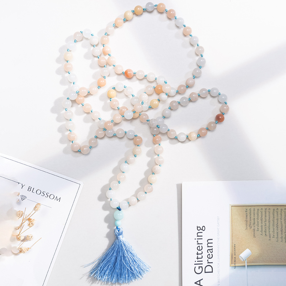 Versatile 108 Mala Bead Handmade Tassel Necklace