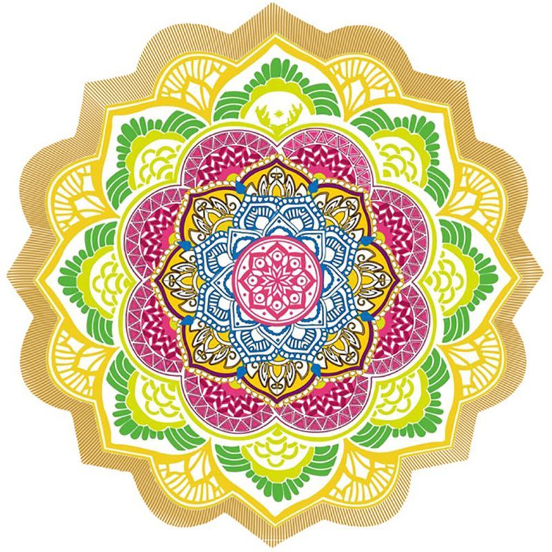 Polygon Printing Tassel Round Bath Towel Yoga Mat - Image 8