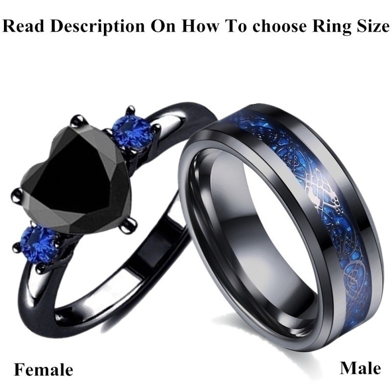 Black Heart Gemstone Diamond Wedding Ring - Image 6