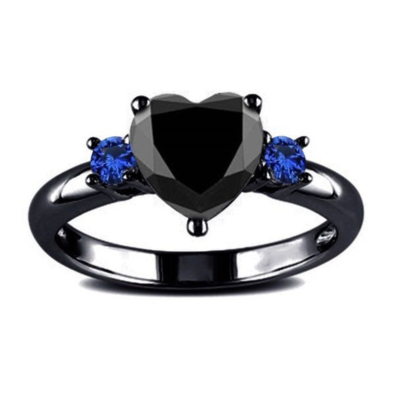 Black Heart Gemstone Diamond Wedding Ring - Image 4