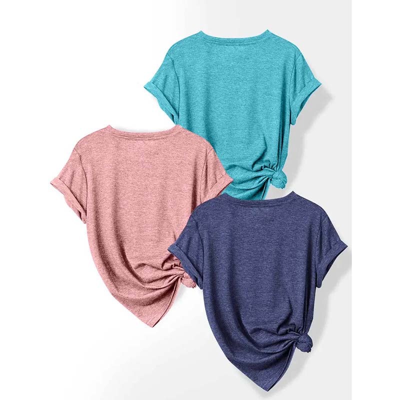 Womens 3 Pack T-Shirts Short Sleeve Summer Tops Fashion Basic Tees Comfy Casual Vacation Outfits - Image 2