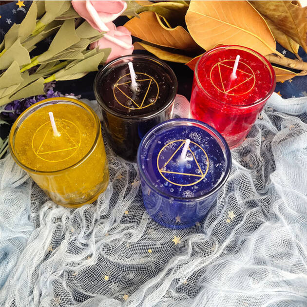 Wishing Ceremony Candle Prayer Glass Crystal Three Eight-pointed Stars Candle