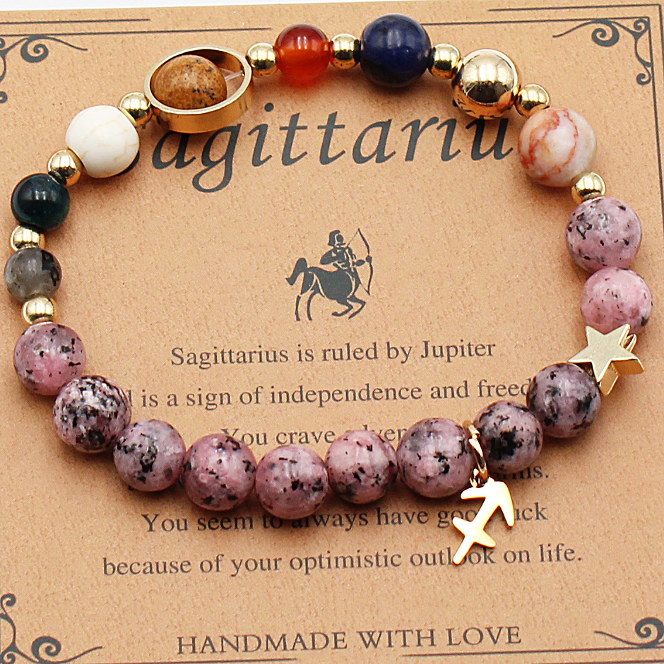 Eight Planets 12 Constellation Bracelet Natural Stone Hemp Stone - Image 4