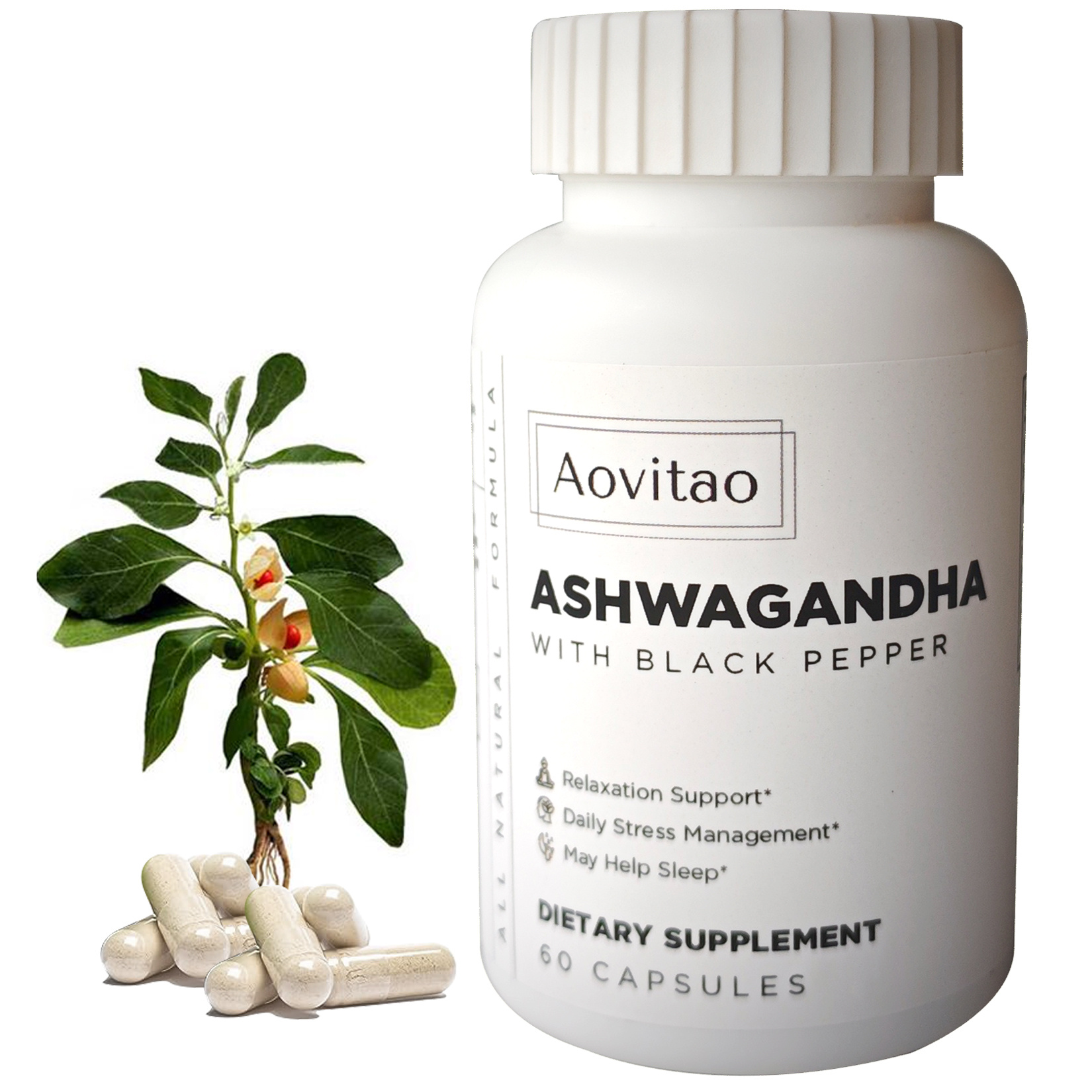 Ashwagandha Supplements Capsules Vegan Stress Relief Immune Support Supplement Balanced Energy Levels And Mood Organic - Image 4