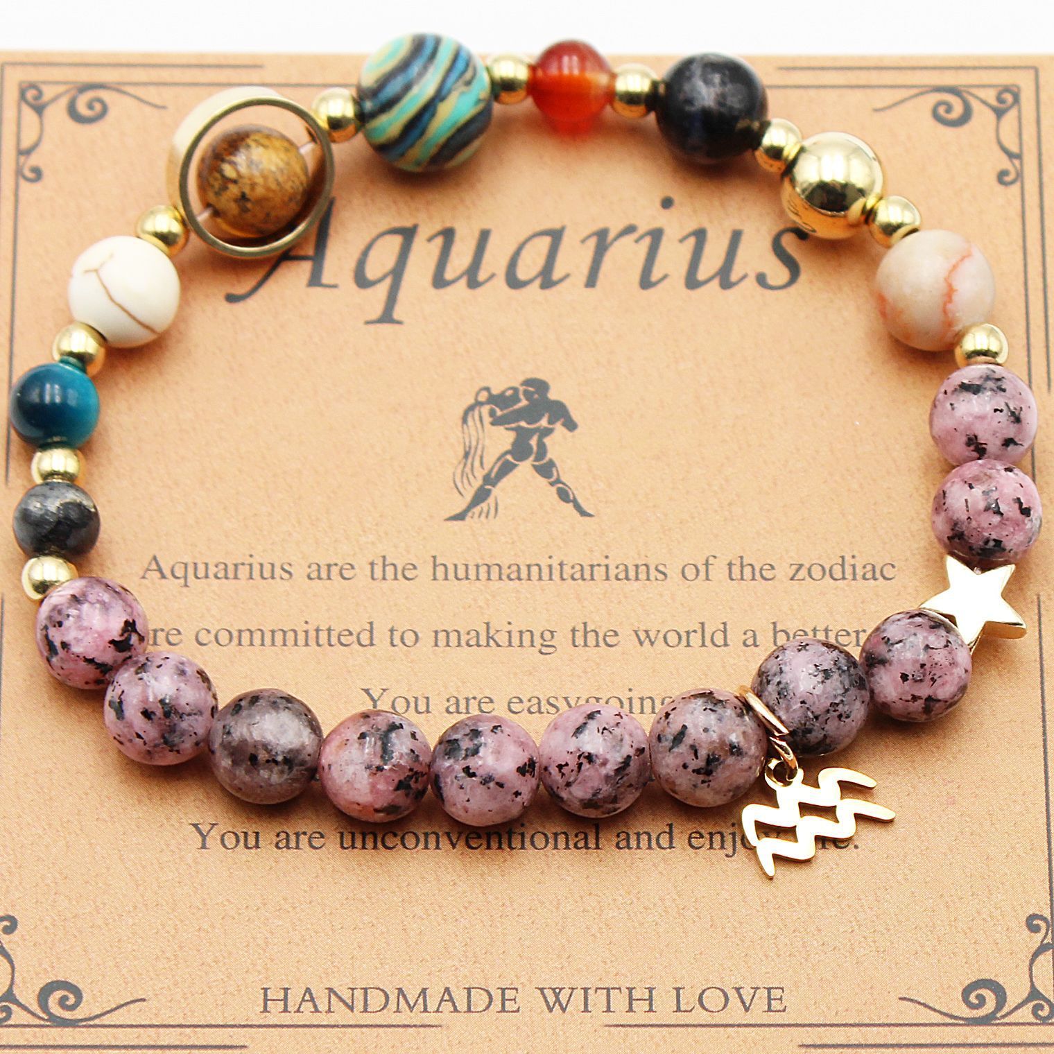 Eight Planets 12 Constellation Bracelet Natural Stone Hemp Stone - Image 7