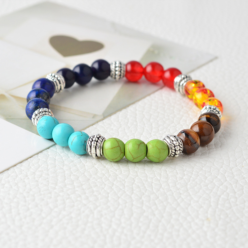 Natural Stone Colorful Chakra Energy Yoga Bracelet - Image 9