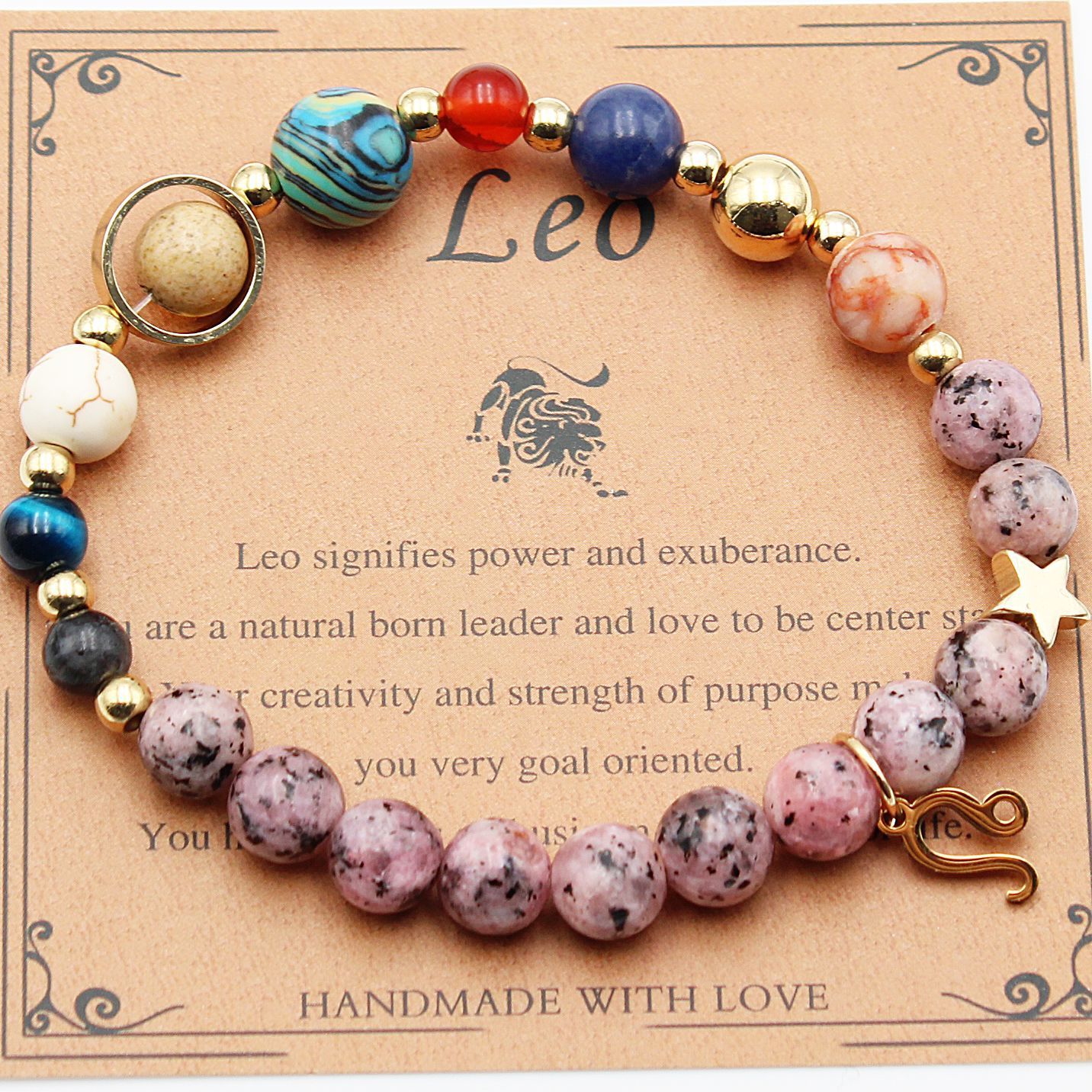 Eight Planets 12 Constellation Bracelet Natural Stone Hemp Stone - Image 8
