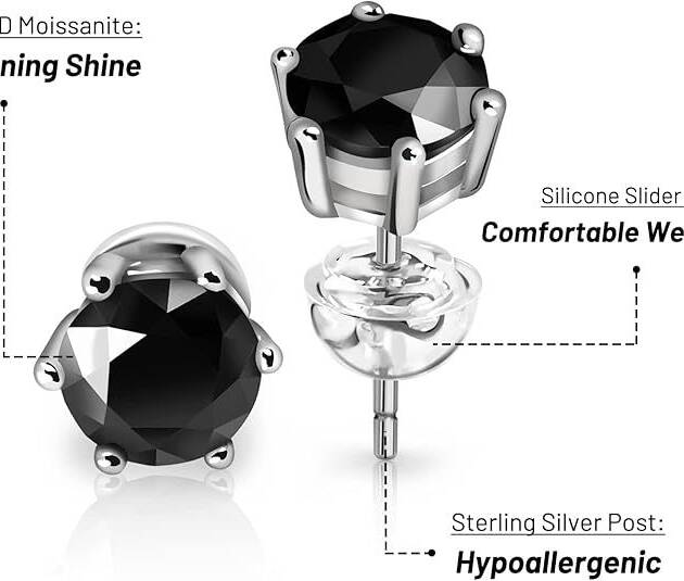 Pendientes De Diamantes Negros En Oro Blanco De 14 Quilates .30 CTW, Oro Blanco Diamante, Diamante Negro