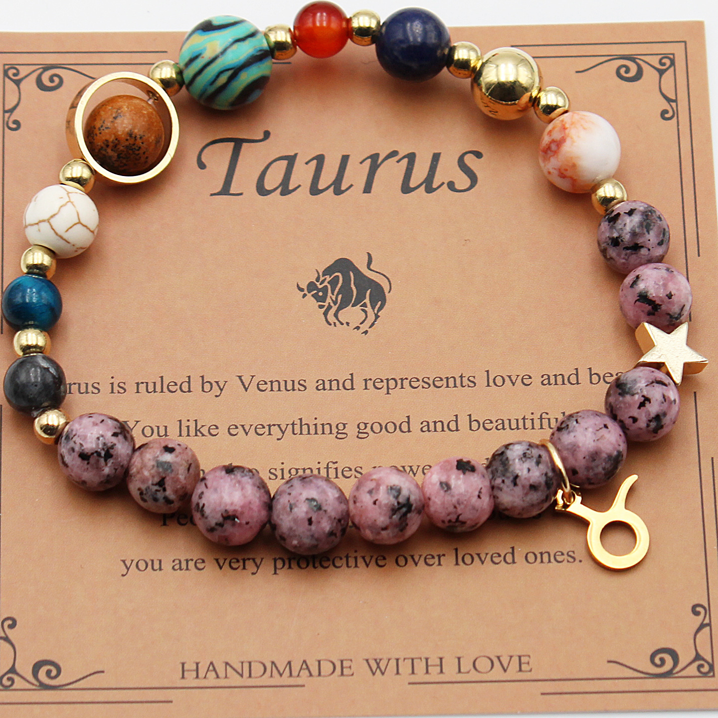 Eight Planets 12 Constellation Bracelet Natural Stone Hemp Stone - Image 10