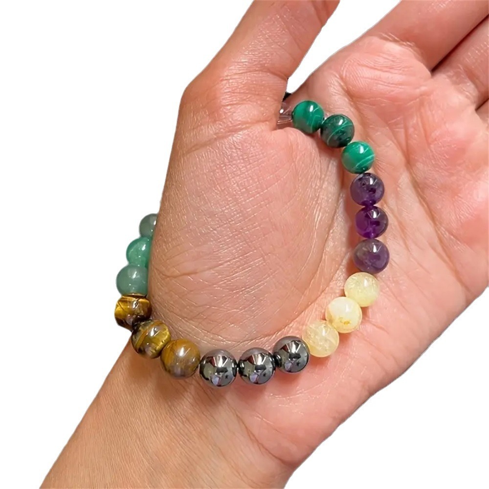 Amethyst Green Dongling Stone Beaded Bracelet - Image 4
